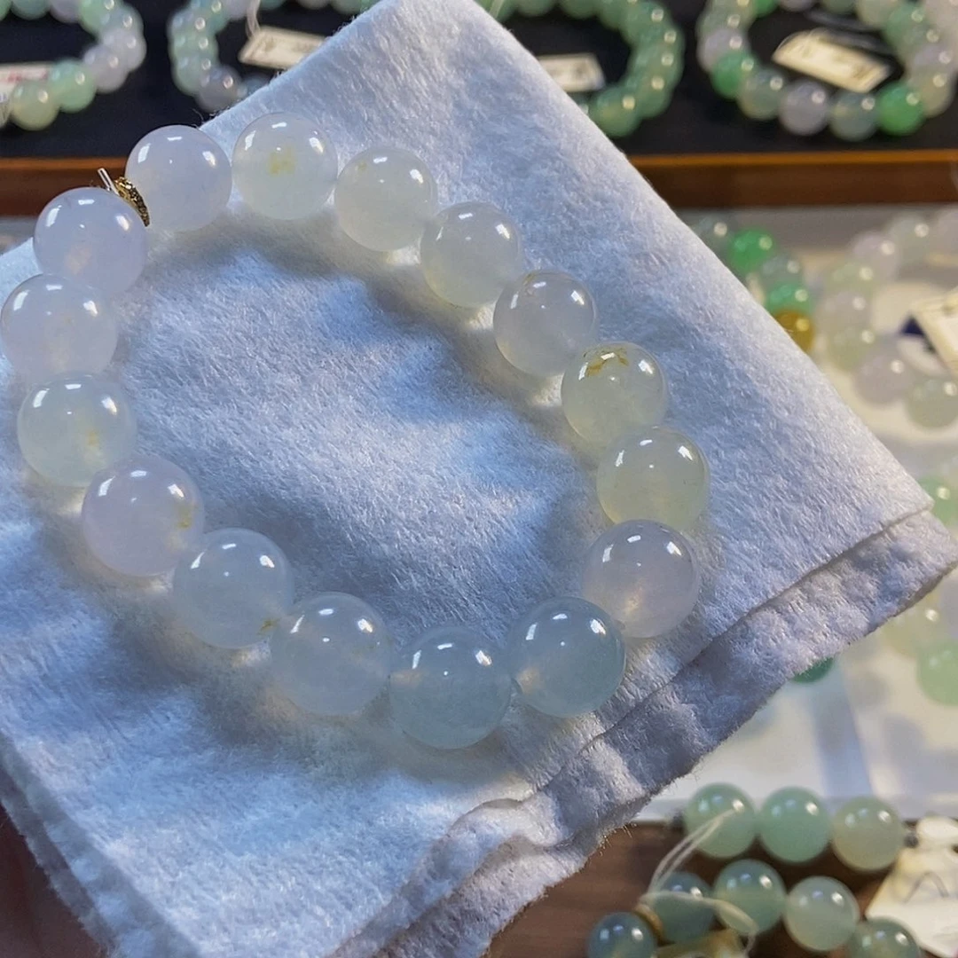 定制翡翠未镶嵌翡翠手串卡12+