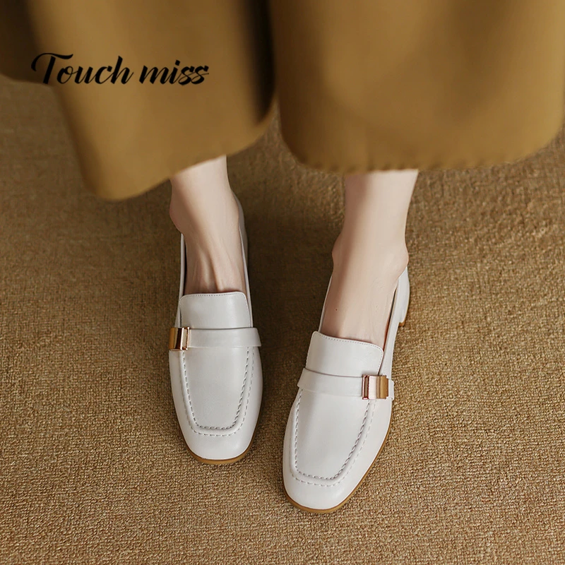 TOUCH MISS法式小香风时尚低跟秋季单鞋女百搭乐福鞋一脚蹬四季鞋