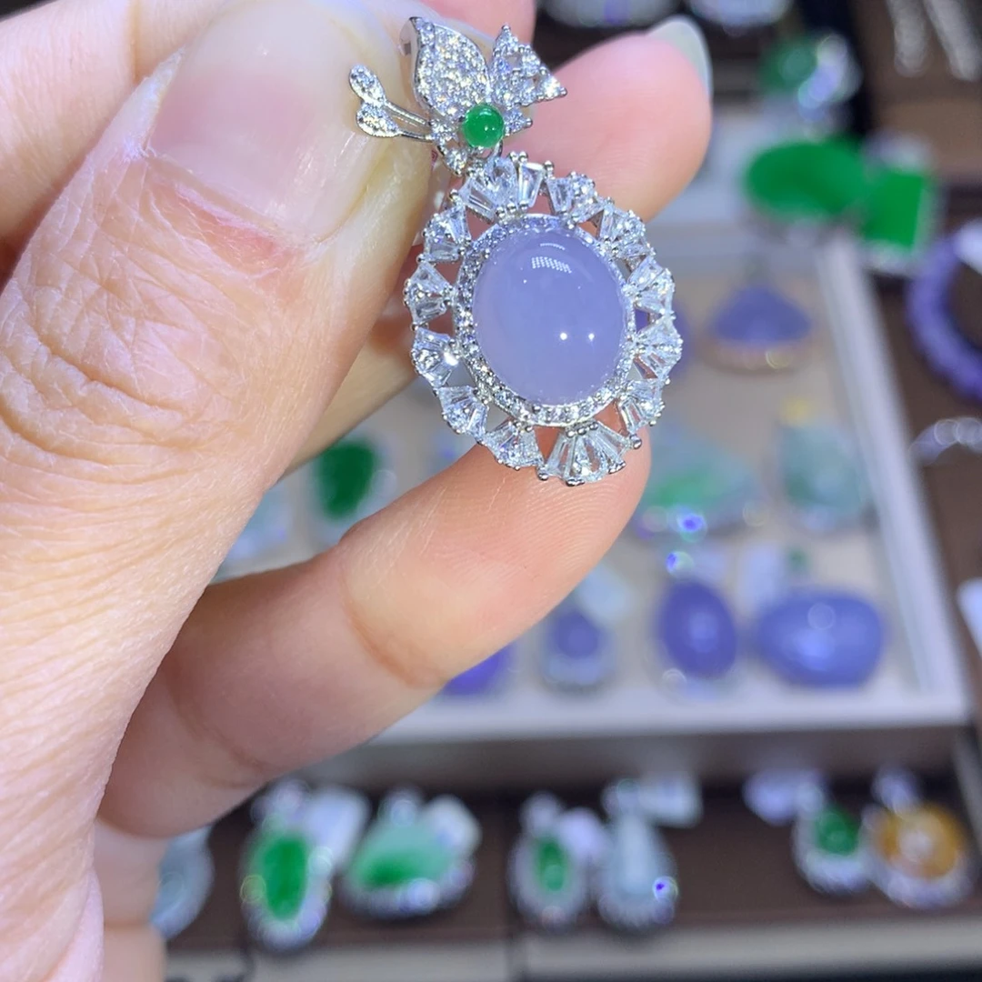 翡翠戒指银S925镶嵌翡翠