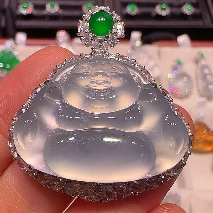 翡翠吊坠(不含链)18K金镶嵌吊坠