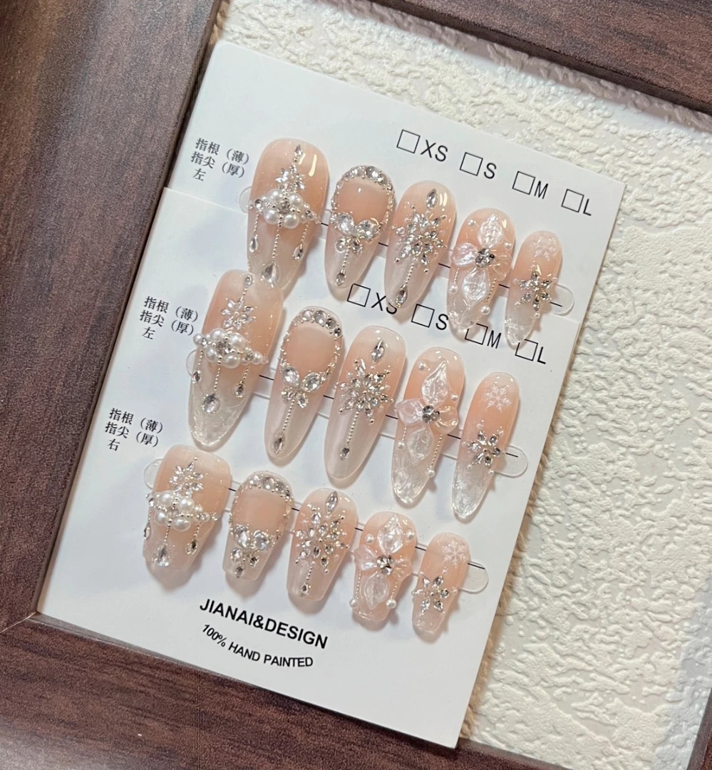 【莫奈花园】 短梯长梯/短椭圆长椭圆飞天纯手工穿戴甲  2569