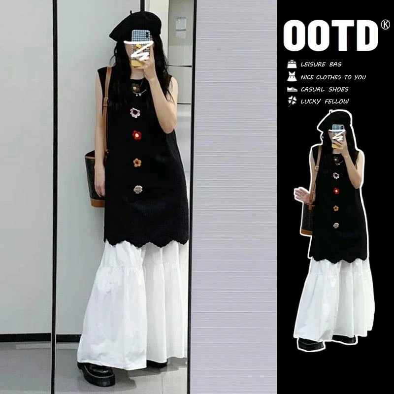 2025早秋新款法式无袖背心黑色连衣裙子女夏季高级感穿搭叠穿短裙