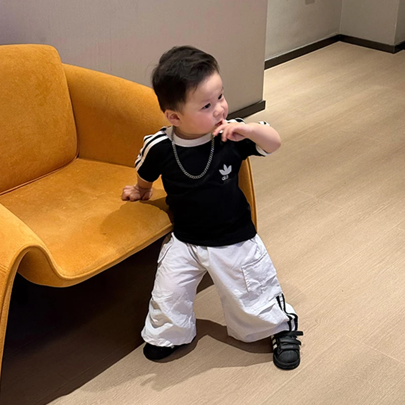 【Y-M】夏季韩版儿童夏装童装洋气休闲宽松女童男童宝宝上衣纯棉百