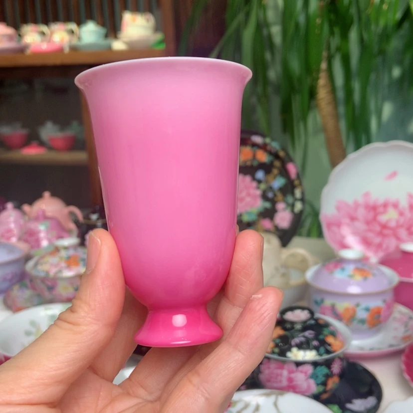 【闪购商品】闻香杯胭脂红渐变色景德镇陶瓷