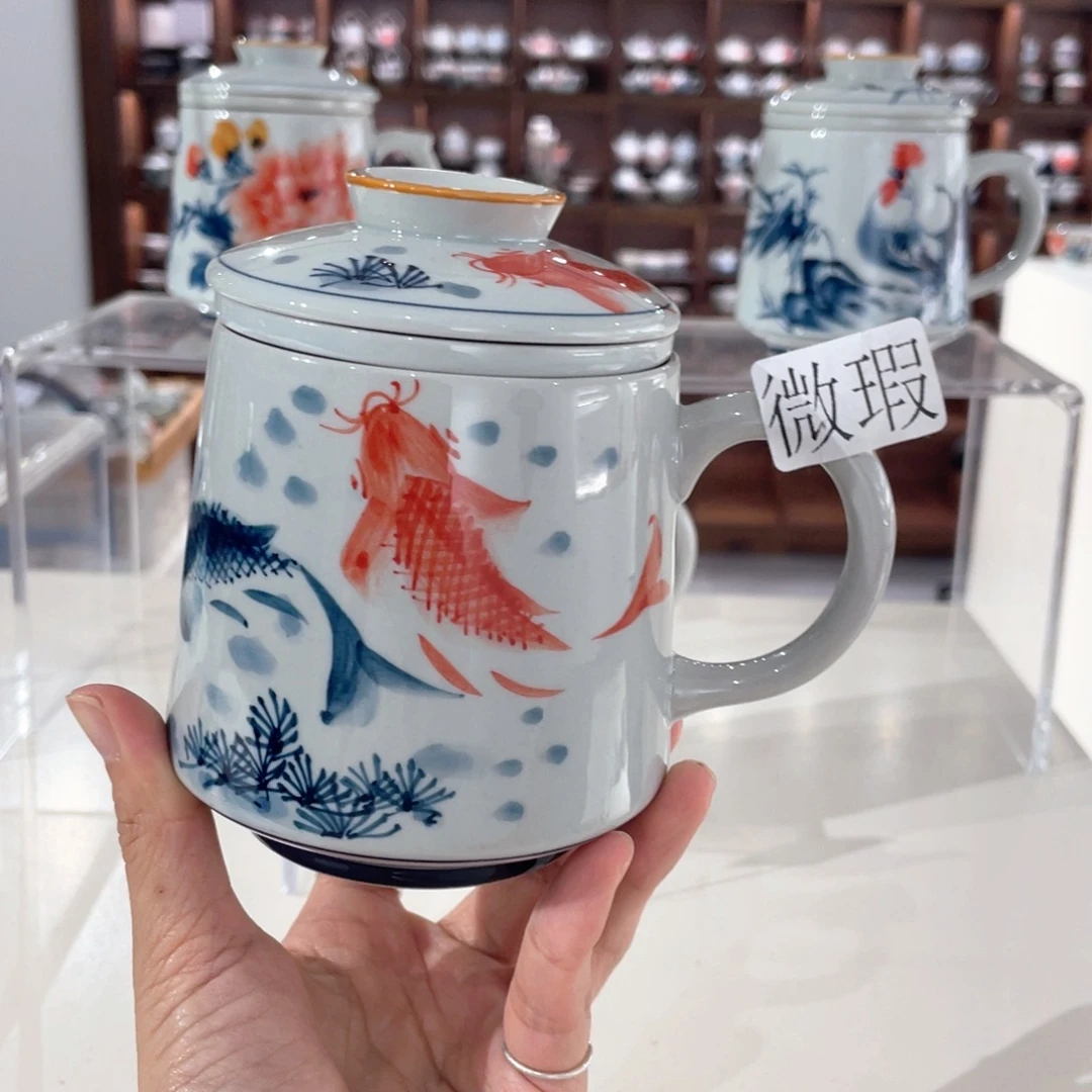 釉下手绘茶具微瑕