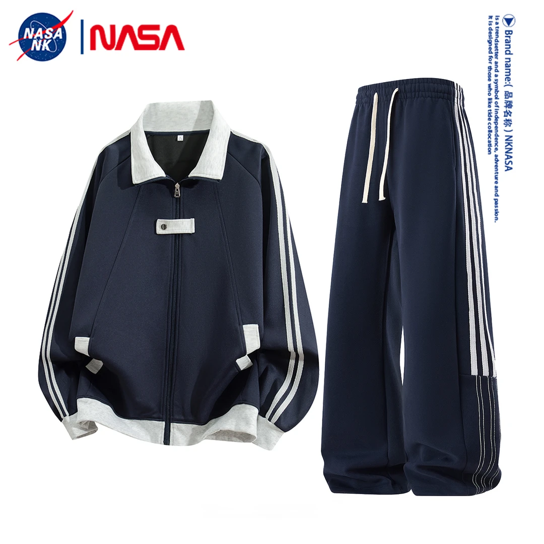 NASA联名潮牌运动套装男款秋冬季夹克宽松长裤休闲两件套上衣秋装