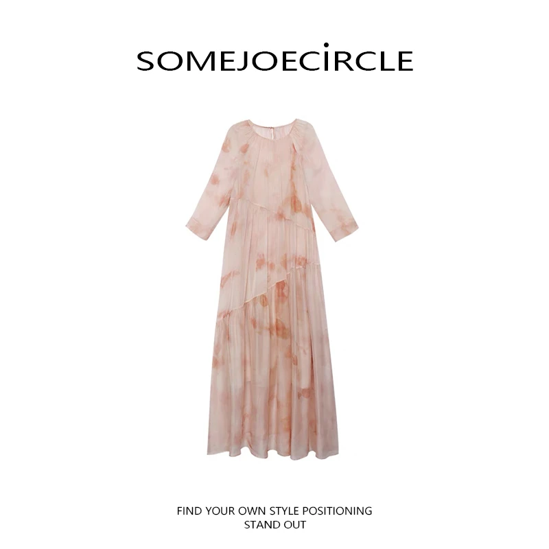 SOMEJOECIRCLE【风娇标韵】高级感两件套桑蚕丝连衣裙女Z6846
