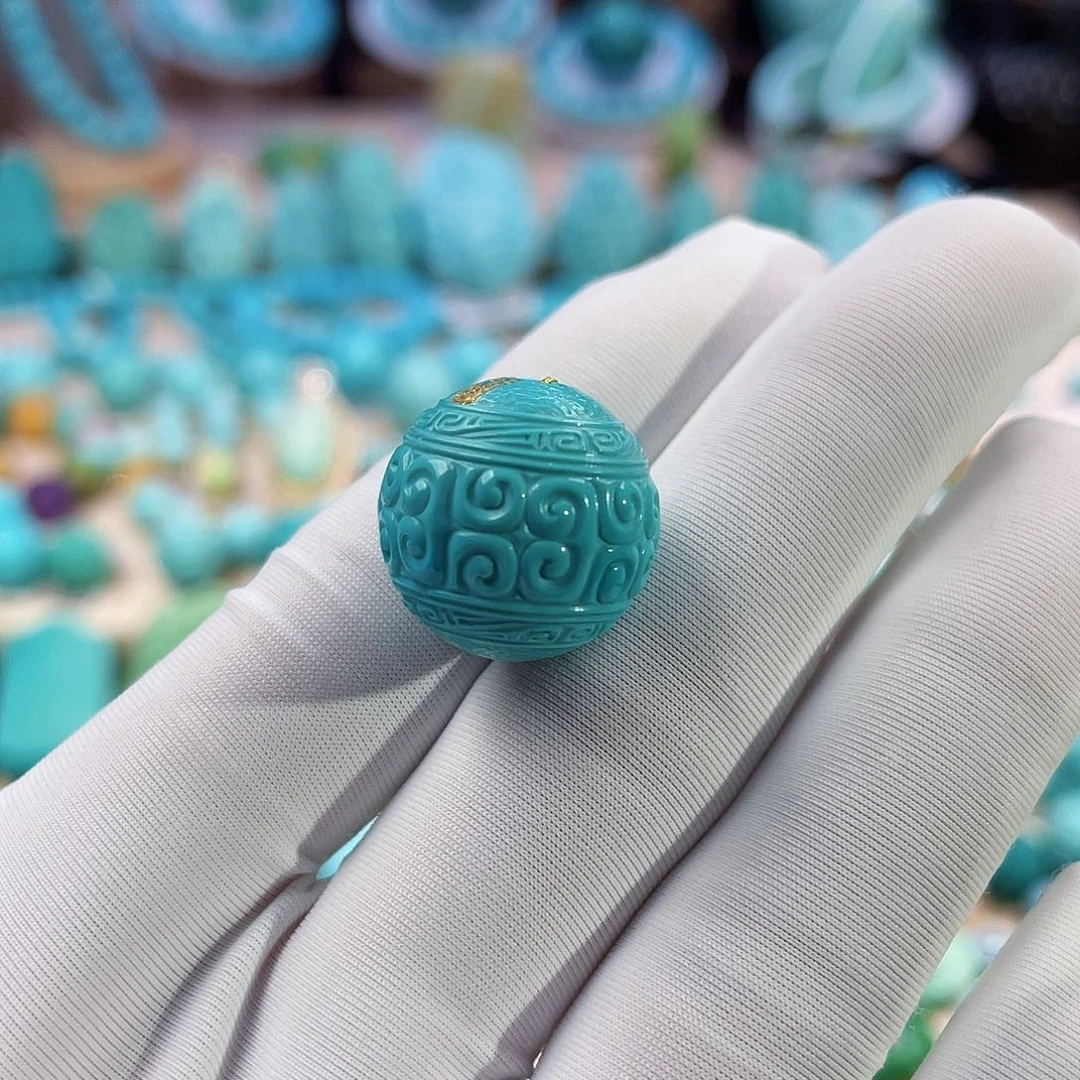 绿松石珠宝奇石未镶嵌16.4mm