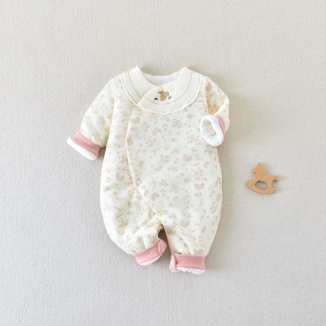 【2件送帽子】秋冬中厚加厚连体80克棉袄冬季卡通图案新生冬款棉服