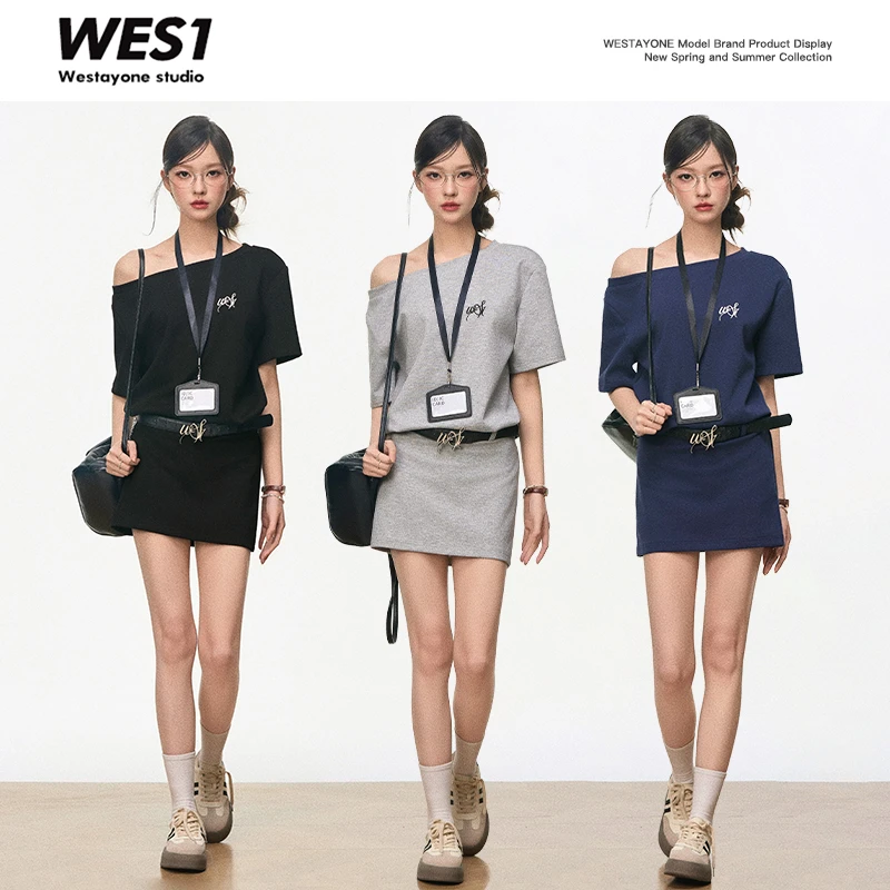 【4月5号新品】WESTAYONE短袖连衣裙女通勤学院风休闲运动裙子