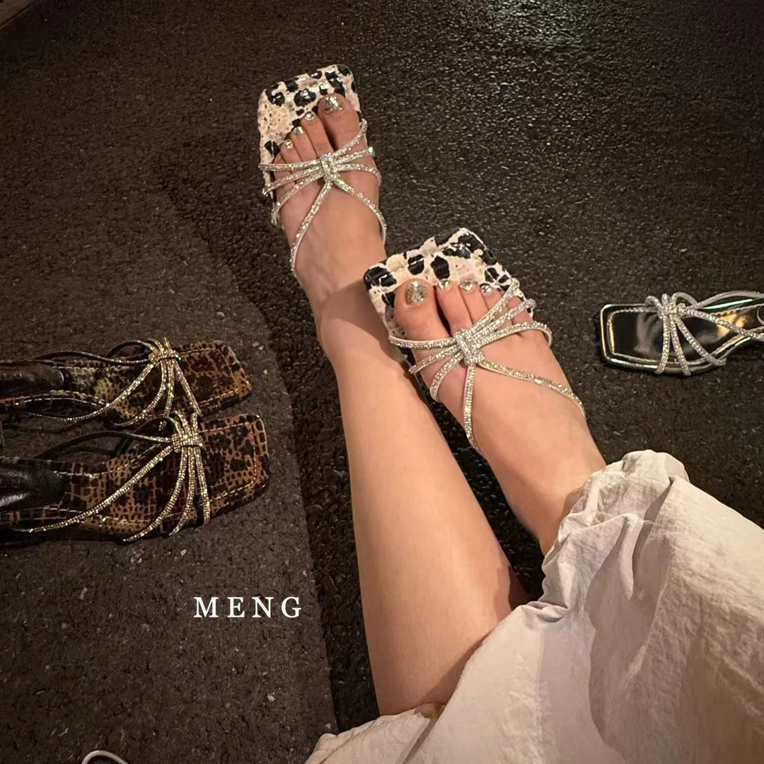 【Meng】夏季水钻绝美新款高级感百搭舒适小众设计款爆款凉鞋 - 5CM