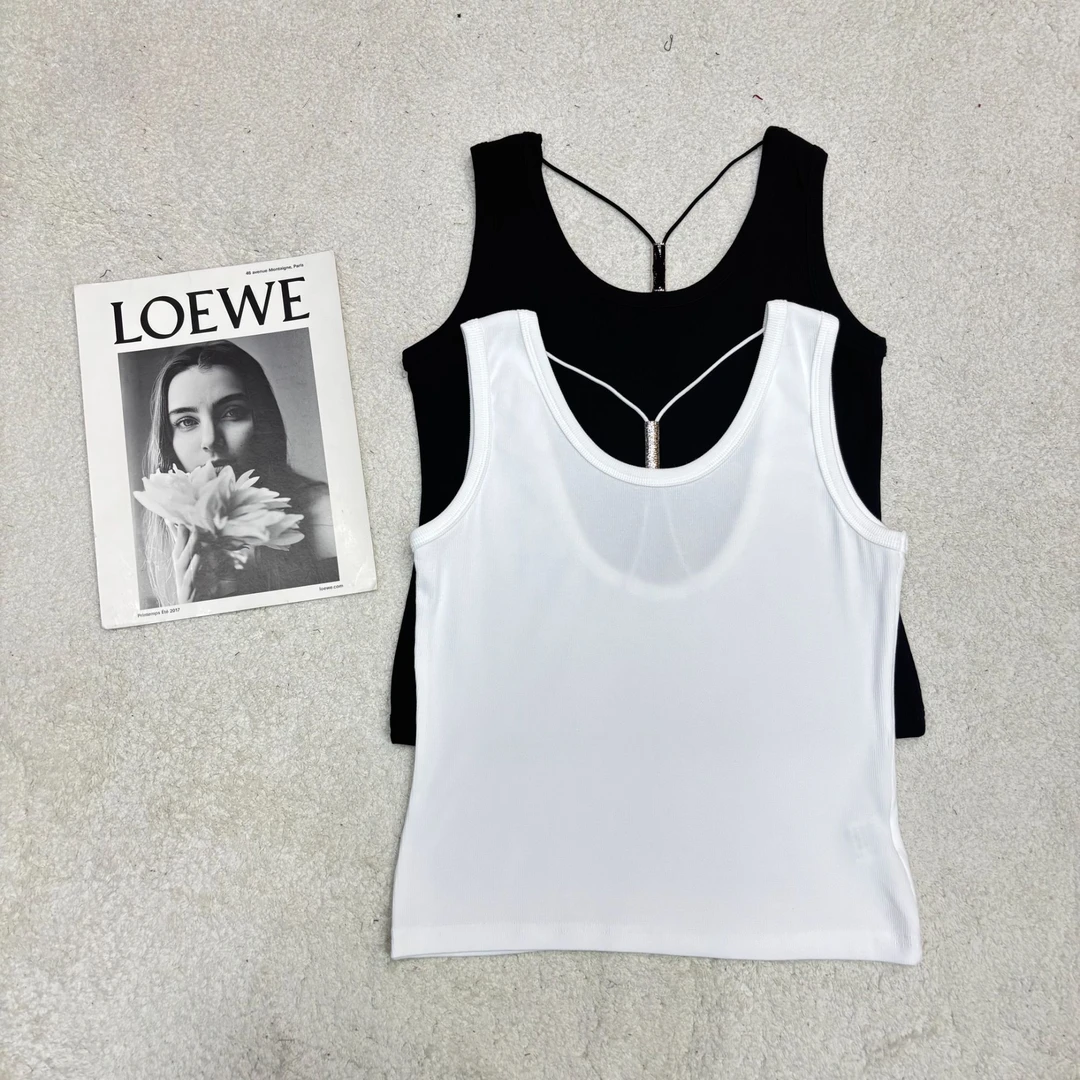 夏季新款U领锁骨洋气辣妹纯色无袖T25768