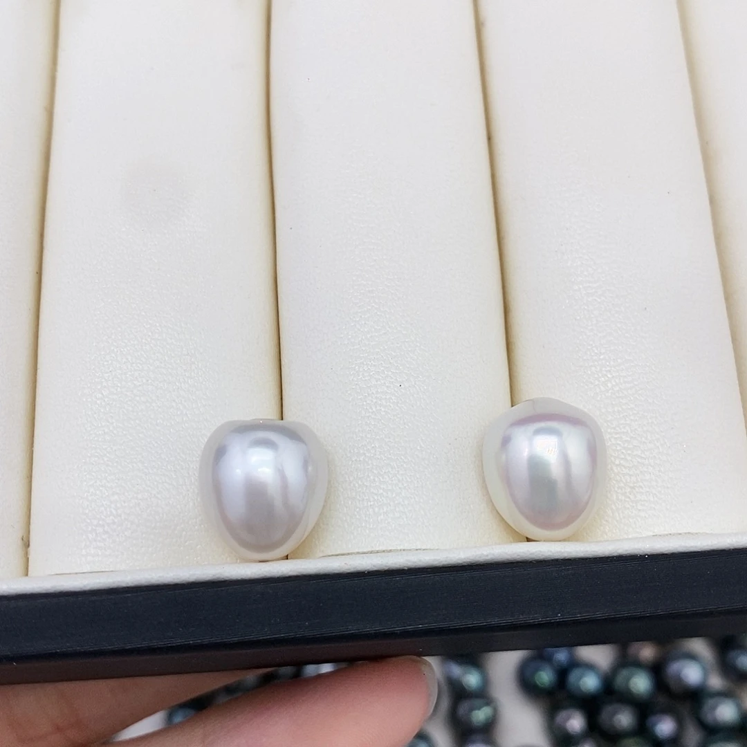 未镶嵌耳饰海水珍珠11-12mm澳白对珠