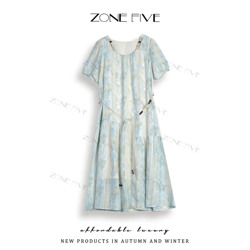 【zonefive】法式气质名媛度假风连衣裙新款超仙减龄显瘦收腰A字裙