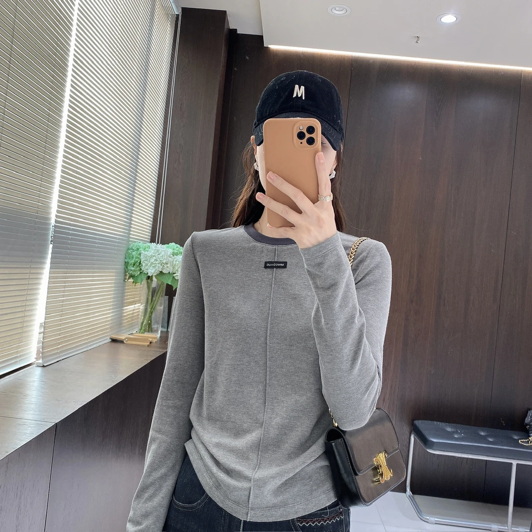 IMFLY金小金自制女装 加绒T恤DYW9920秋季时尚休闲拼接撞色上衣