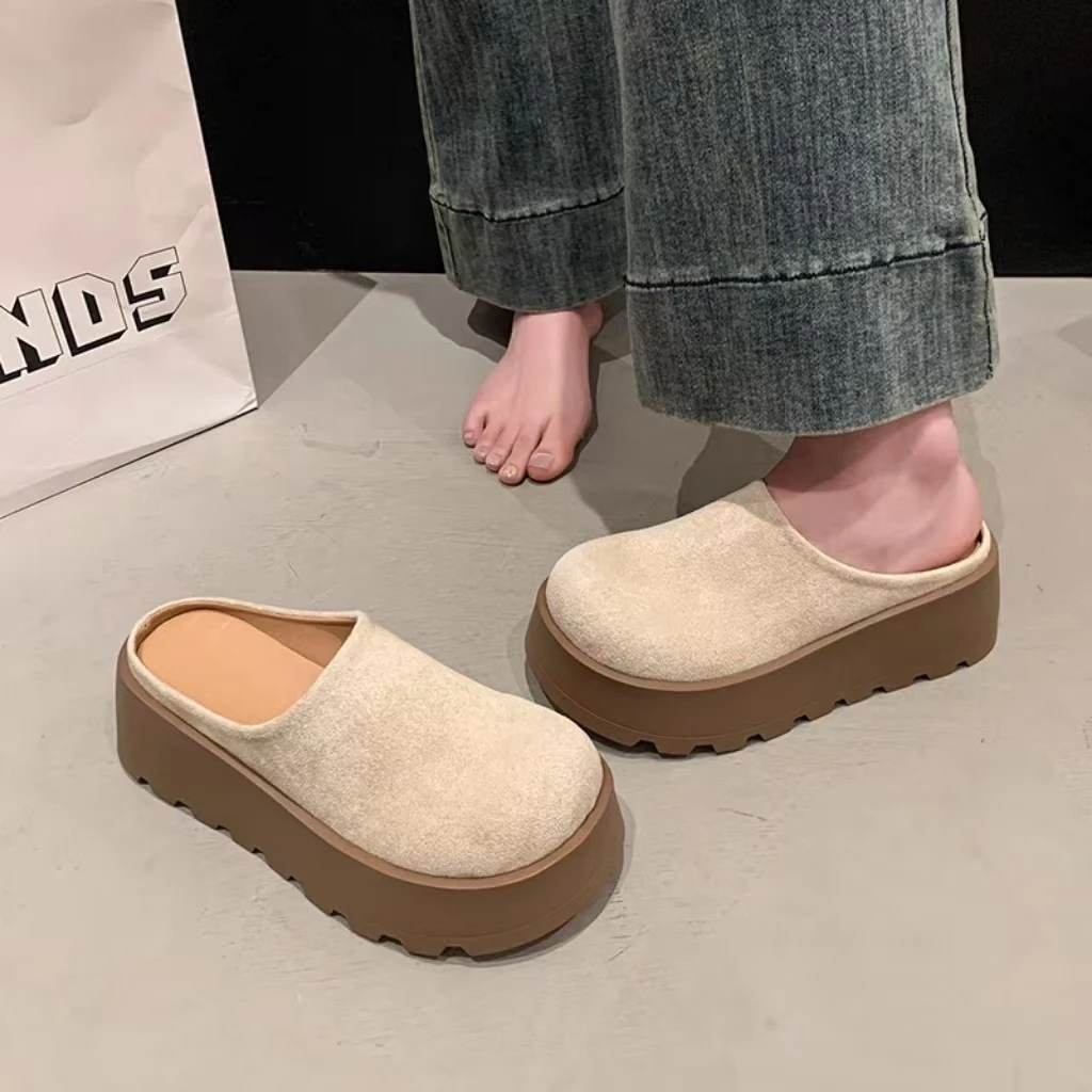 轻便增高厚底包头拖鞋女外穿新款春夏一脚蹬复古勃肯拖鞋韩版温柔