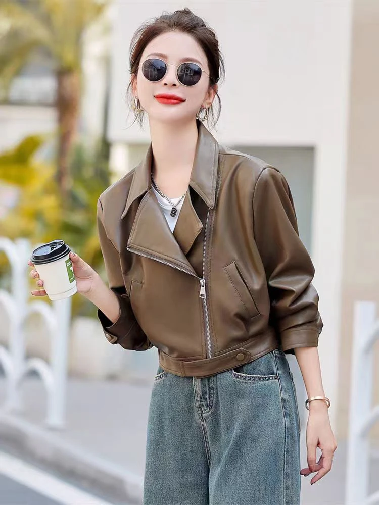 外贸原单！高级感机车pu皮夹克短款皮衣外套（B17-2）9279