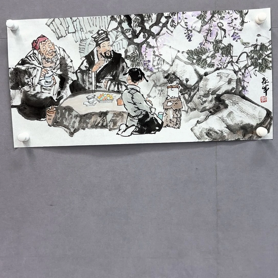 国画艺术家真人手绘