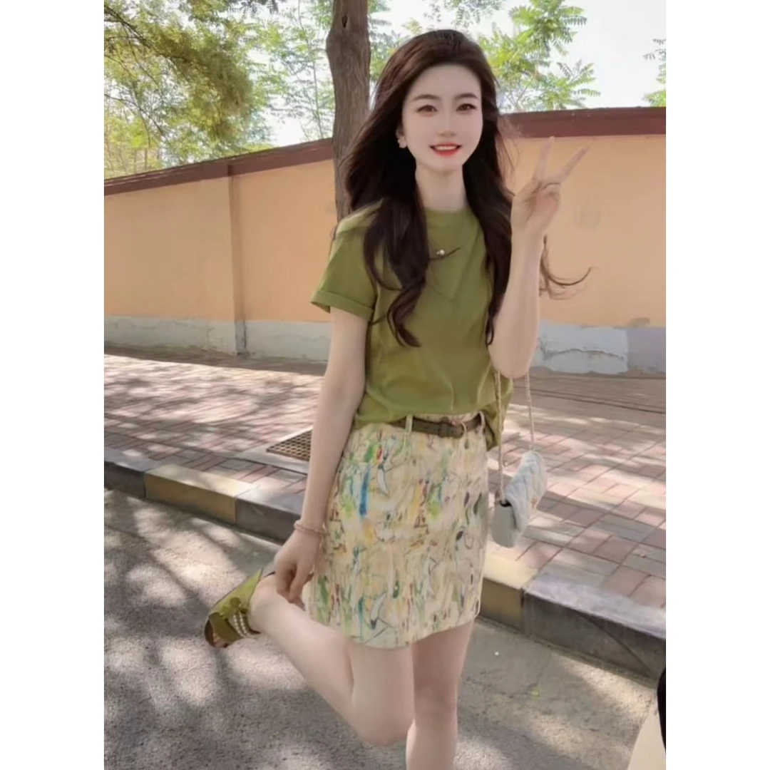 『艺术涂鸦H』设计显瘦百搭牛仔短裙906