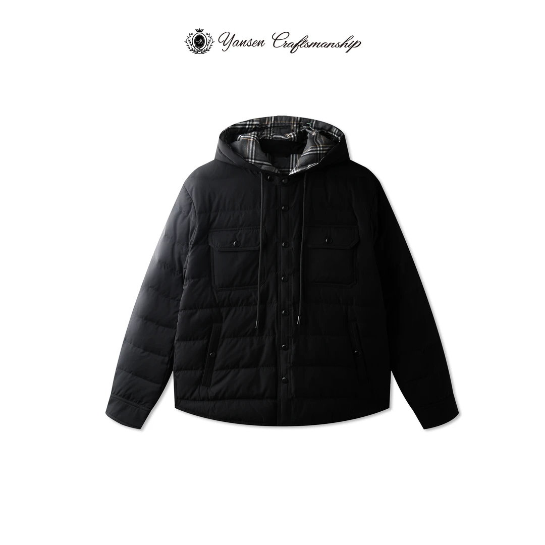 24FW/ 菱形格连帽多口袋简约百搭羽绒服 8007