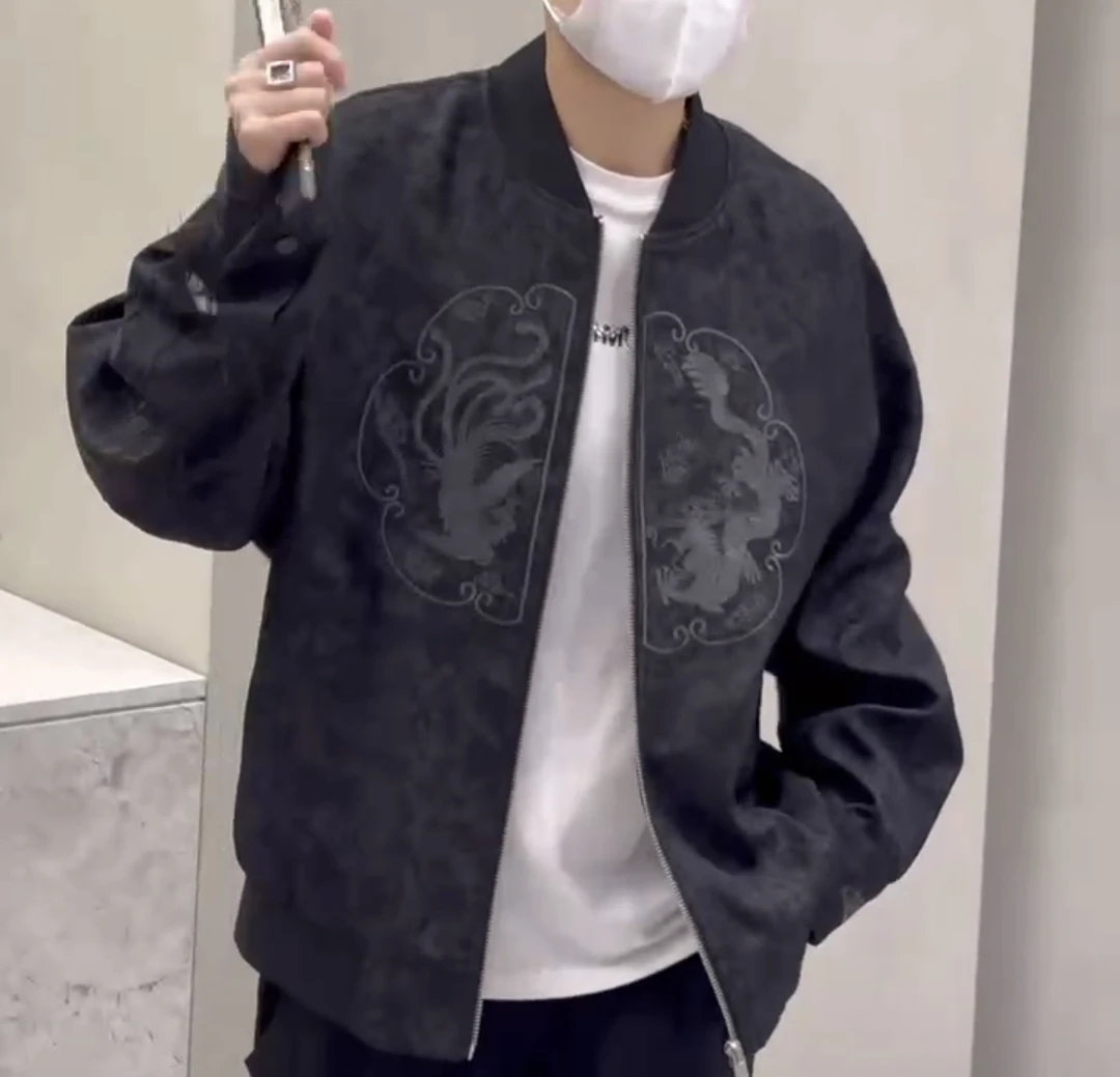 6878  春秋季2024男士印花加厚外套夹克