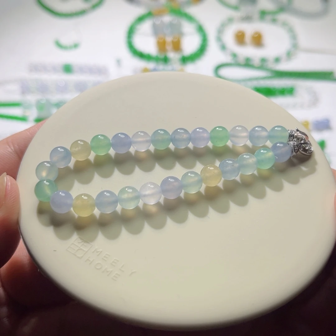 散珠翡翠马卡龙珠串卡6mm