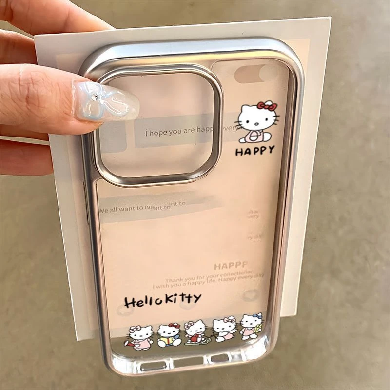排排坐凯蒂猫适用iPhone15苹果16透明手机壳13promax卡通14防摔12