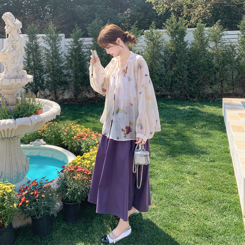 法式浪漫风碎花衬衫半身裙2025春秋新款优雅气质氛围感时尚套装裙