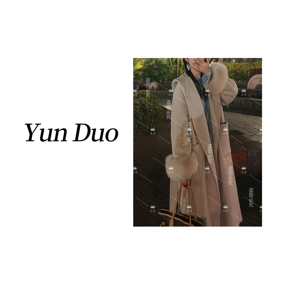 云朵定制【云舒】温柔感长款袖口毛毛大衣IJ08