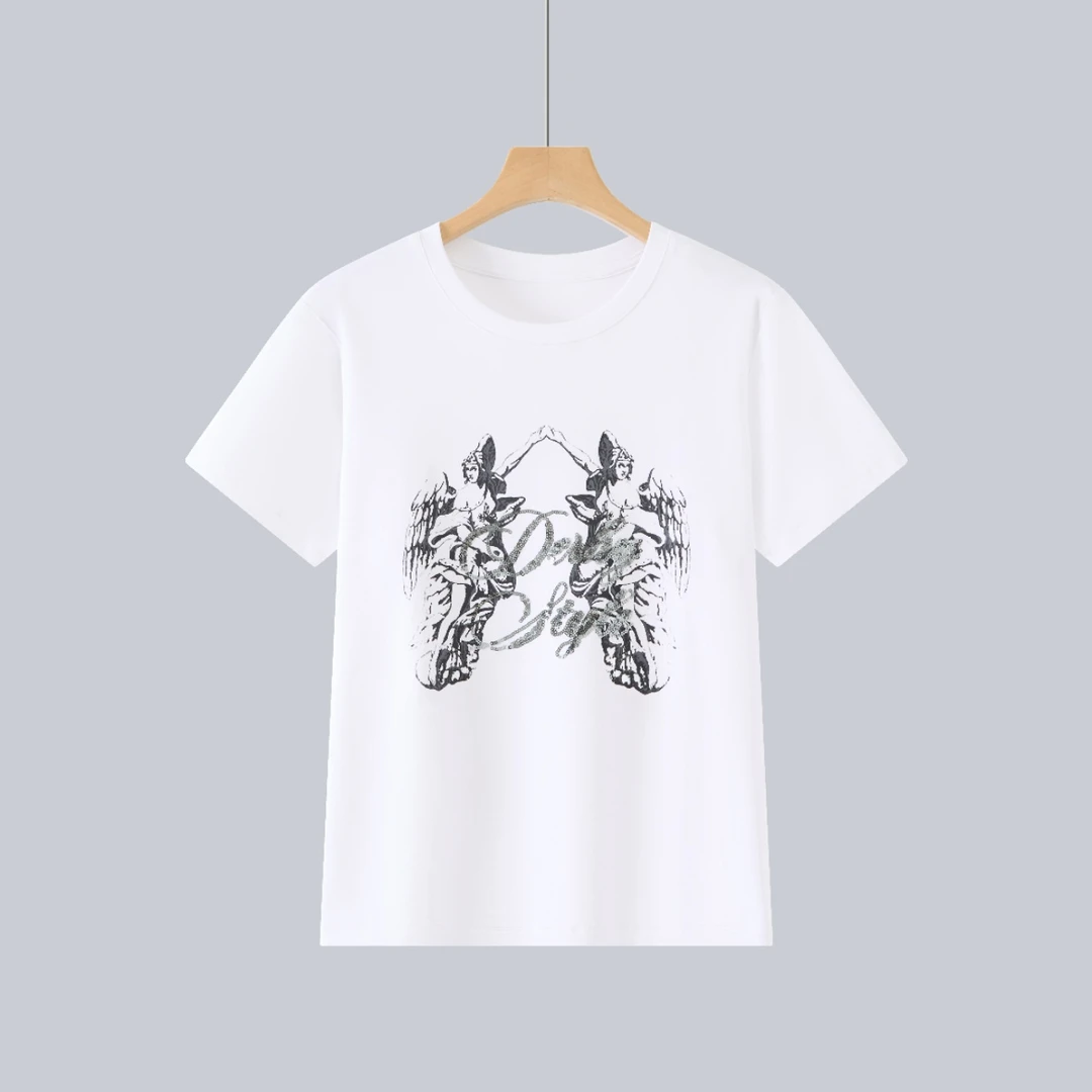 【原创设计】G1152南油夏季新款亮片刺绣印花短袖休闲百搭T恤