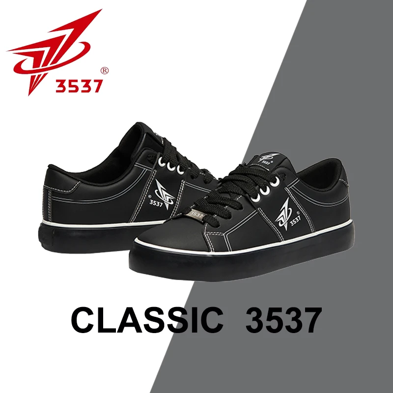 3537旗舰店小黑鞋男女同款2025夏季薄款运动鞋时尚休闲皮面板鞋