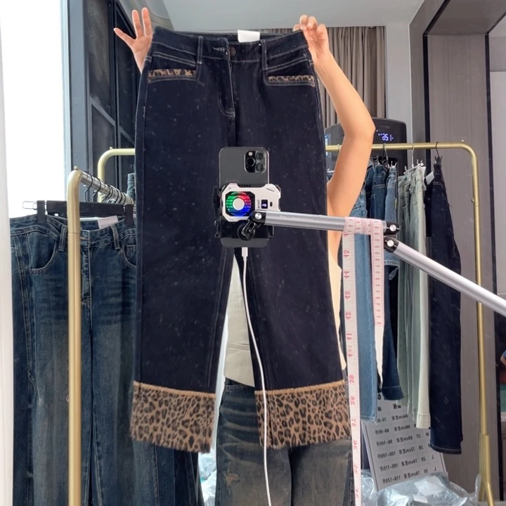素心兰秋季九分直筒牛仔裤四面弹S
