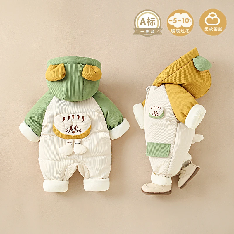 婴儿连体衣冬季加厚加绒新生儿秋冬衣服夹棉保暖棉衣宝宝冬装棉服