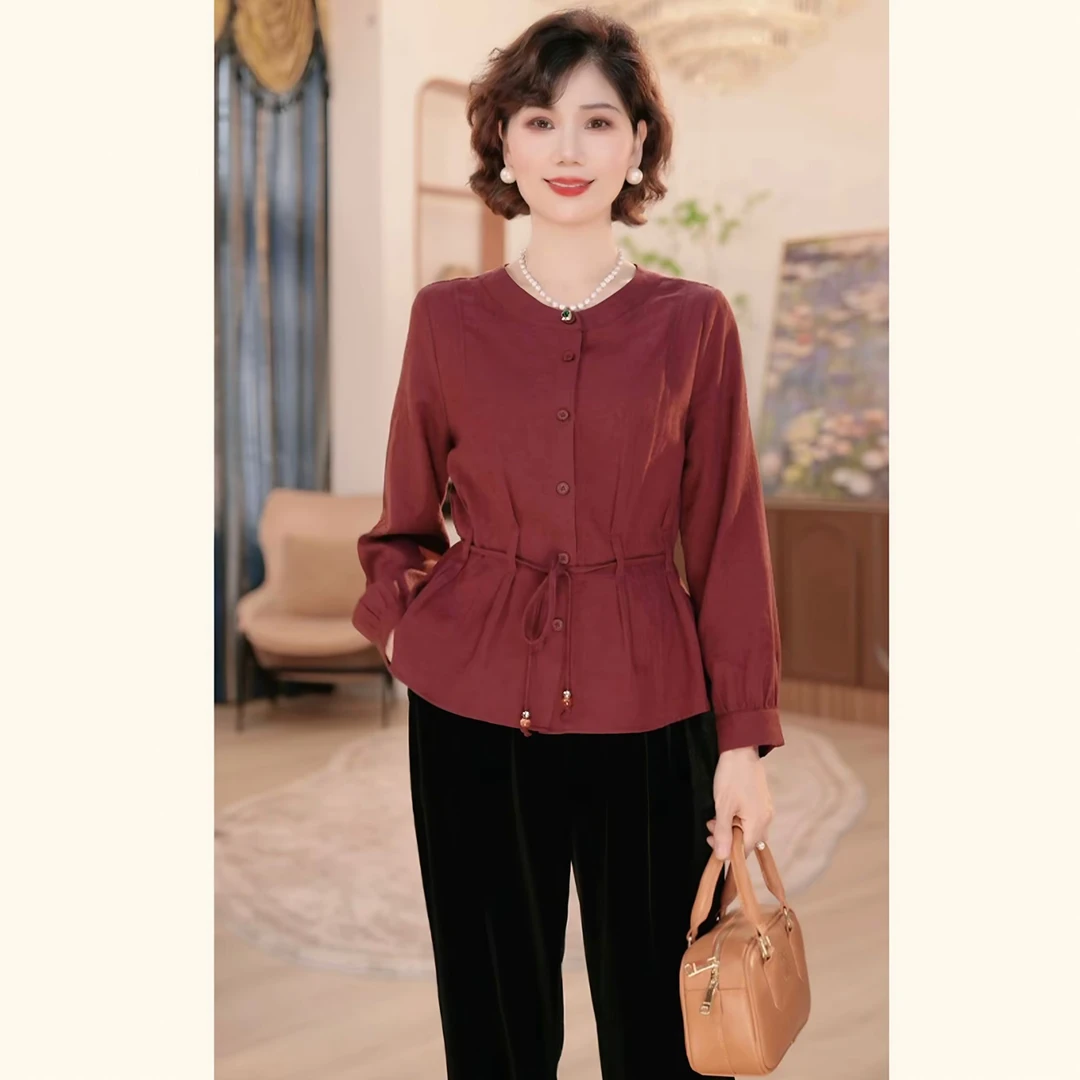 【秋】年轻妈妈早秋时尚小衫外套2025新款洋气中老年收腰女装上衣服