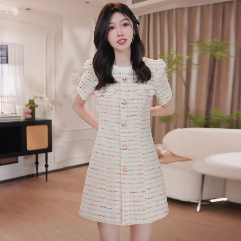 LULU【漫漫彩虹】夏季新款气质温柔感显瘦收肚法式连衣裙-L250063Q