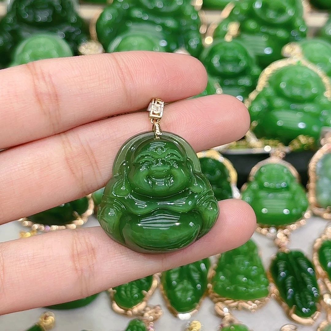 和田玉（碧玉）颈饰18K金镶嵌