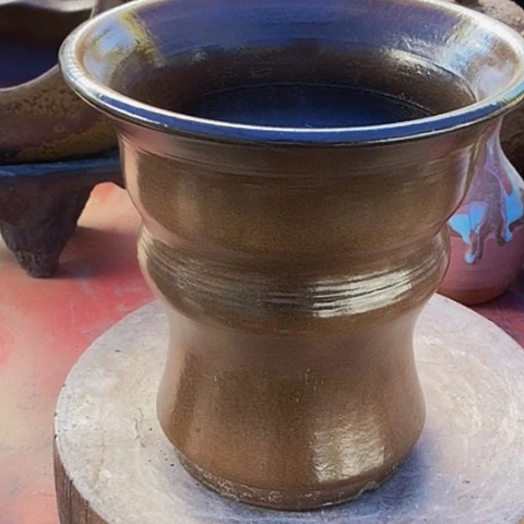 紫砂花盆口19高度19手工瑕疵
