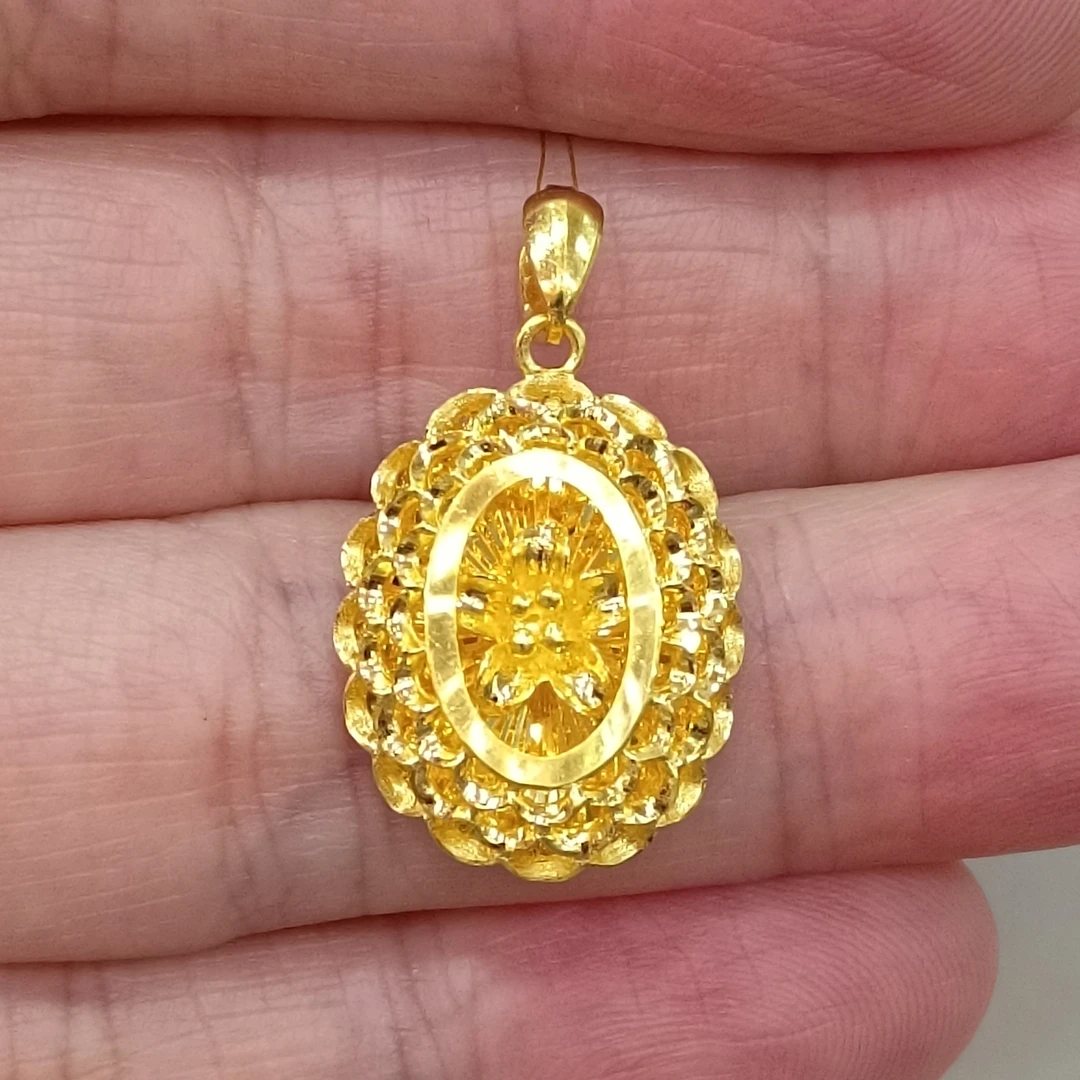 足金999黄金吊坠4.70克真金正品纯黄金挂坠子闪亮精品时尚款椭圆