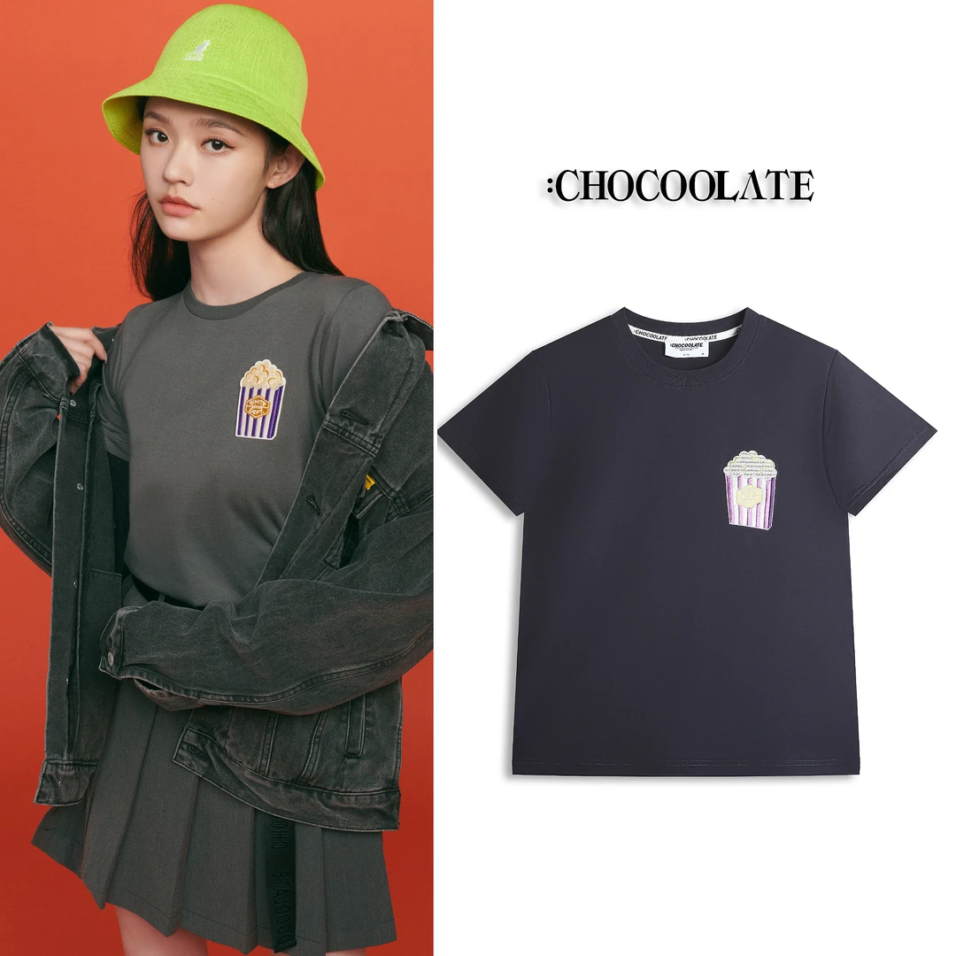 it:CHOCOOLATE<林允同款>冰感25夏季新款刺绣情侣款短袖T恤