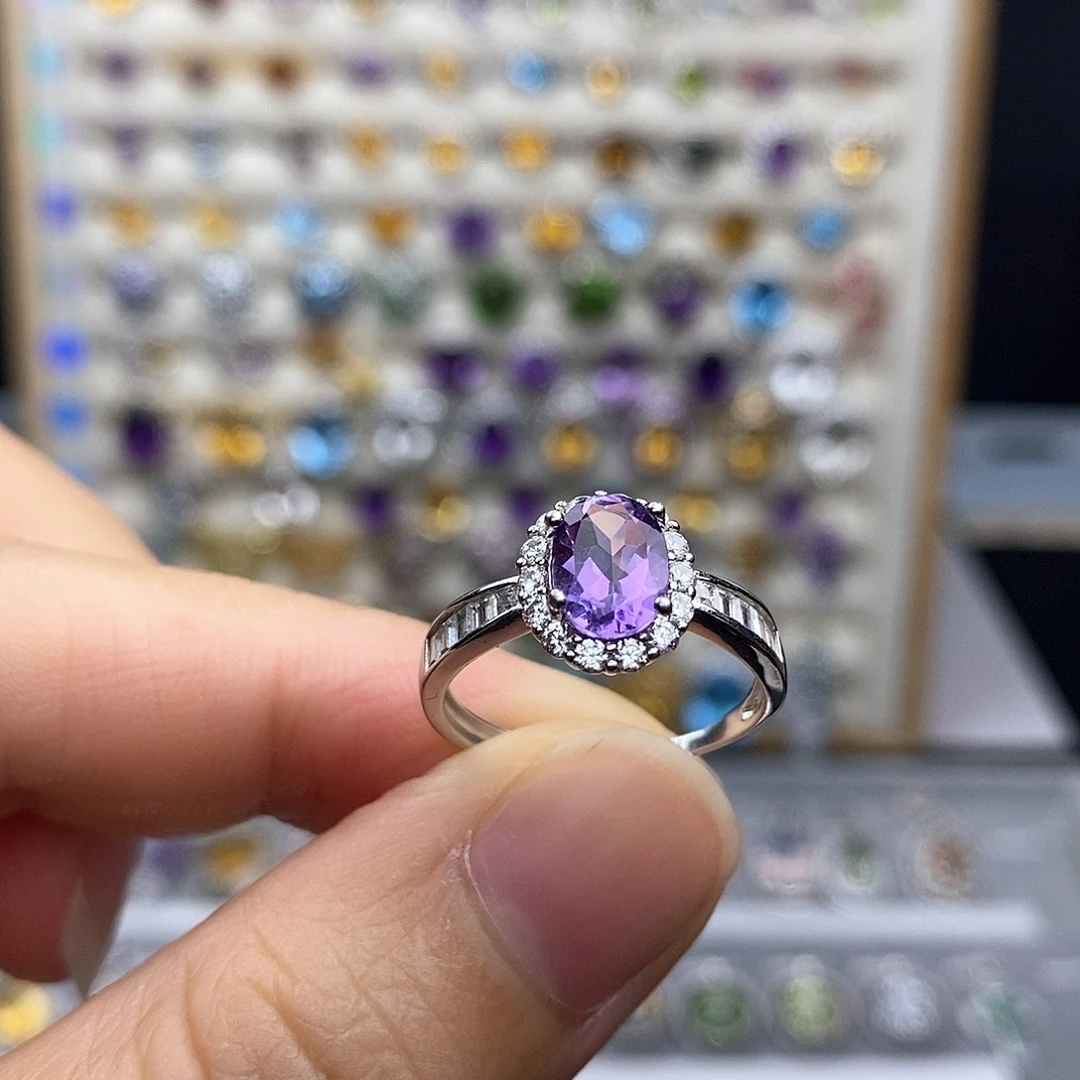 银S925镶嵌戒指紫晶不含证书