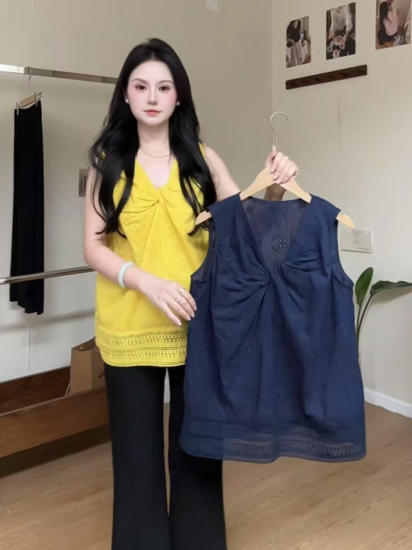 【立体镂空花无袖上衣】气质时尚休闲夏季宽松百搭设计感无袖25117