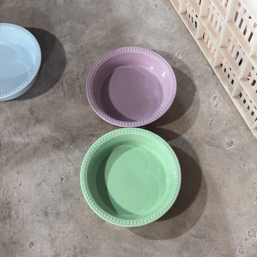 陶瓷 大珠点碗 浅紫➕青羽