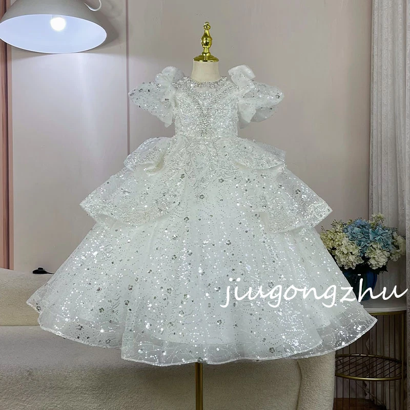 【白雪公主】纯白色女童公主裙花童礼服走秀生日主持花童表演蓬纱