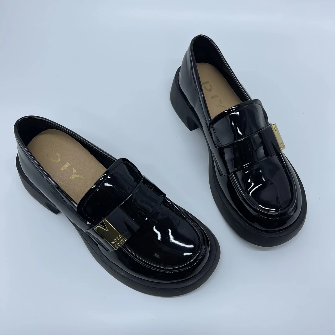 复古厚底通勤乐福鞋单鞋圆头百搭休闲秋季时尚乐福鞋舒适春季2668