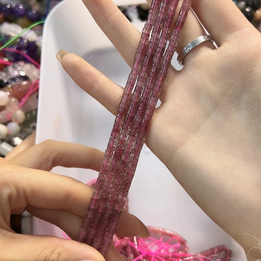 玛瑙/玉髓未镶嵌珠宝半成品草莓晶卡4直切一条