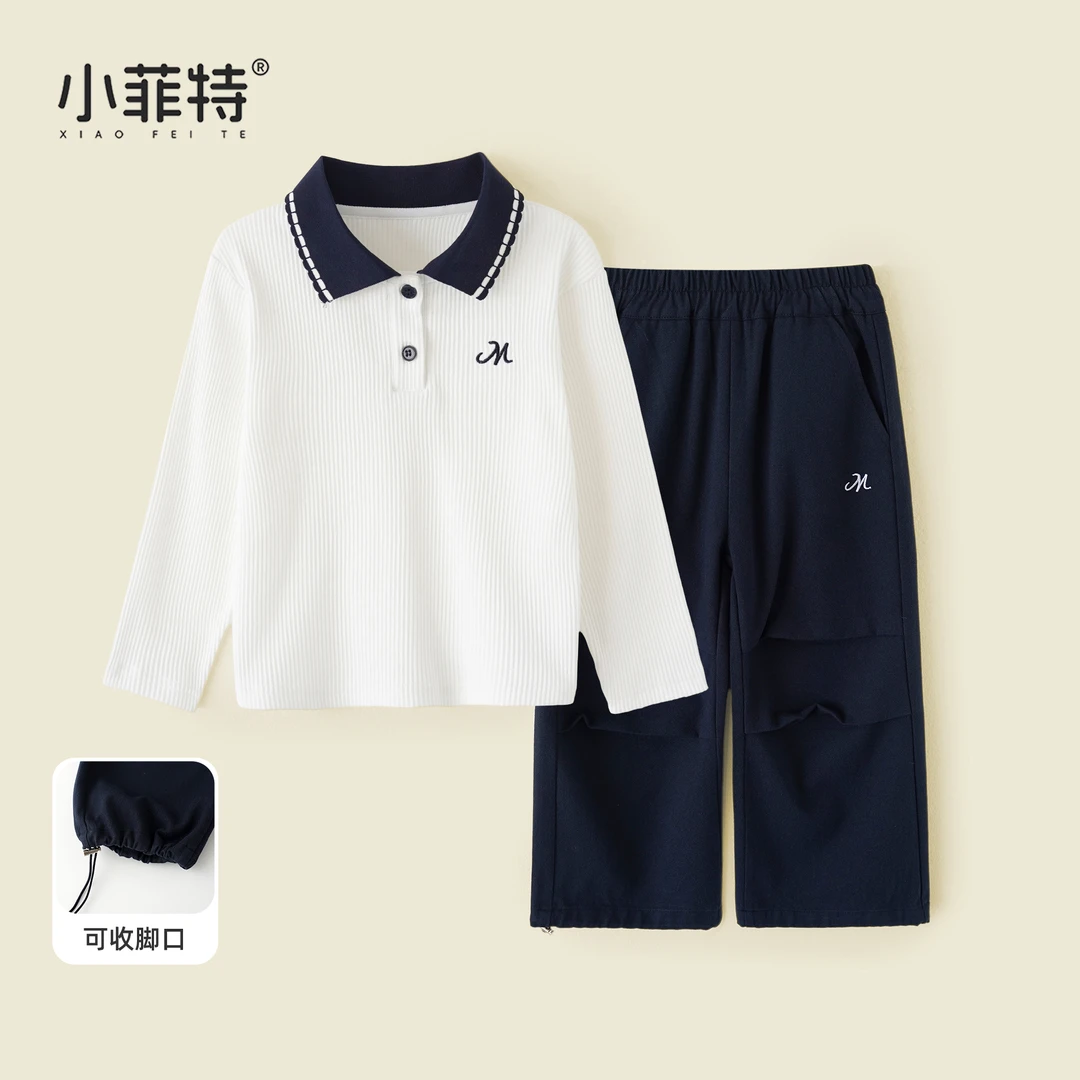 小菲特女童秋装新款polo领卫衣套装中大童儿童时尚上衣JMTQ53028