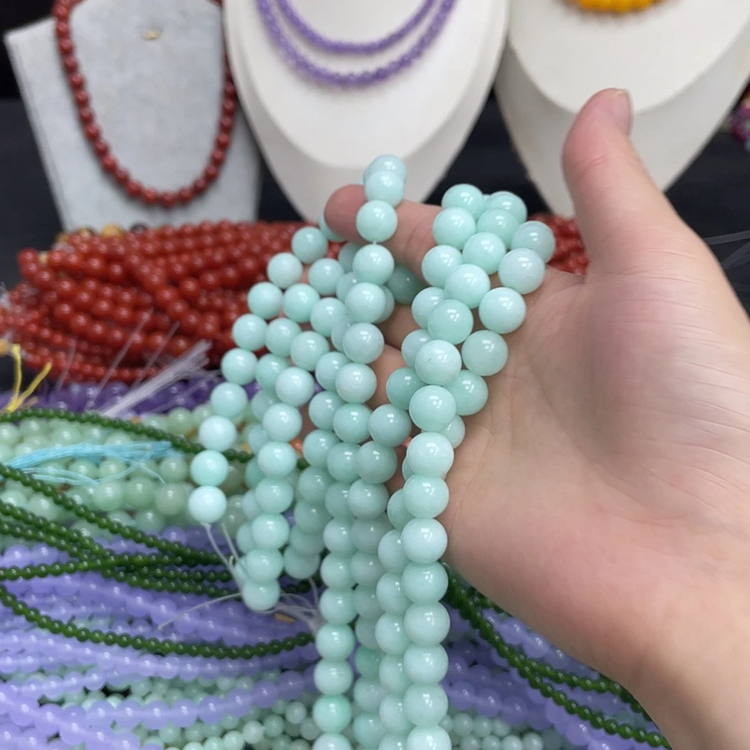 玛瑙/玉髓未镶嵌半成品天河石10m散珠