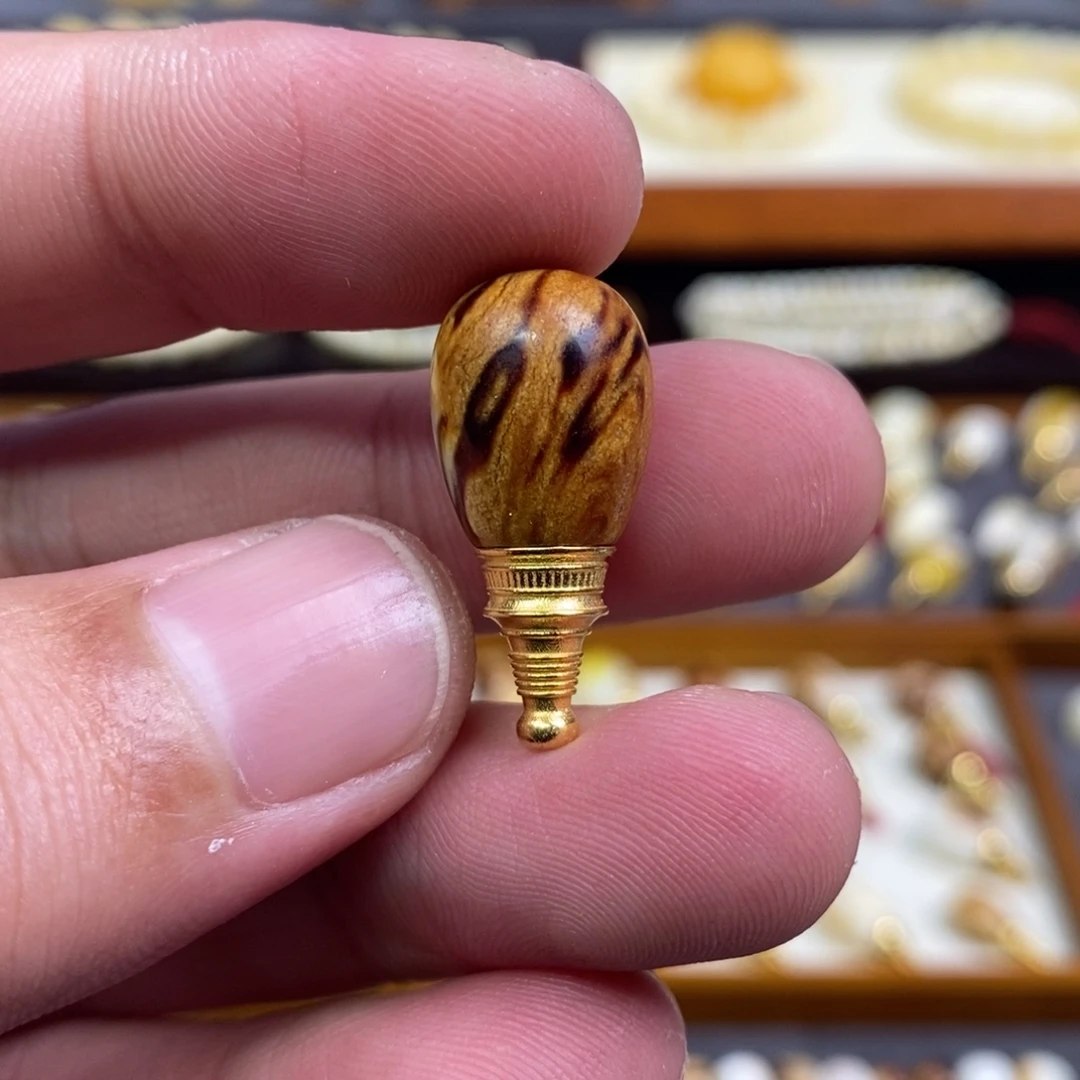 蜜蜡18K金镶嵌裸石配饰三通尺寸12.1