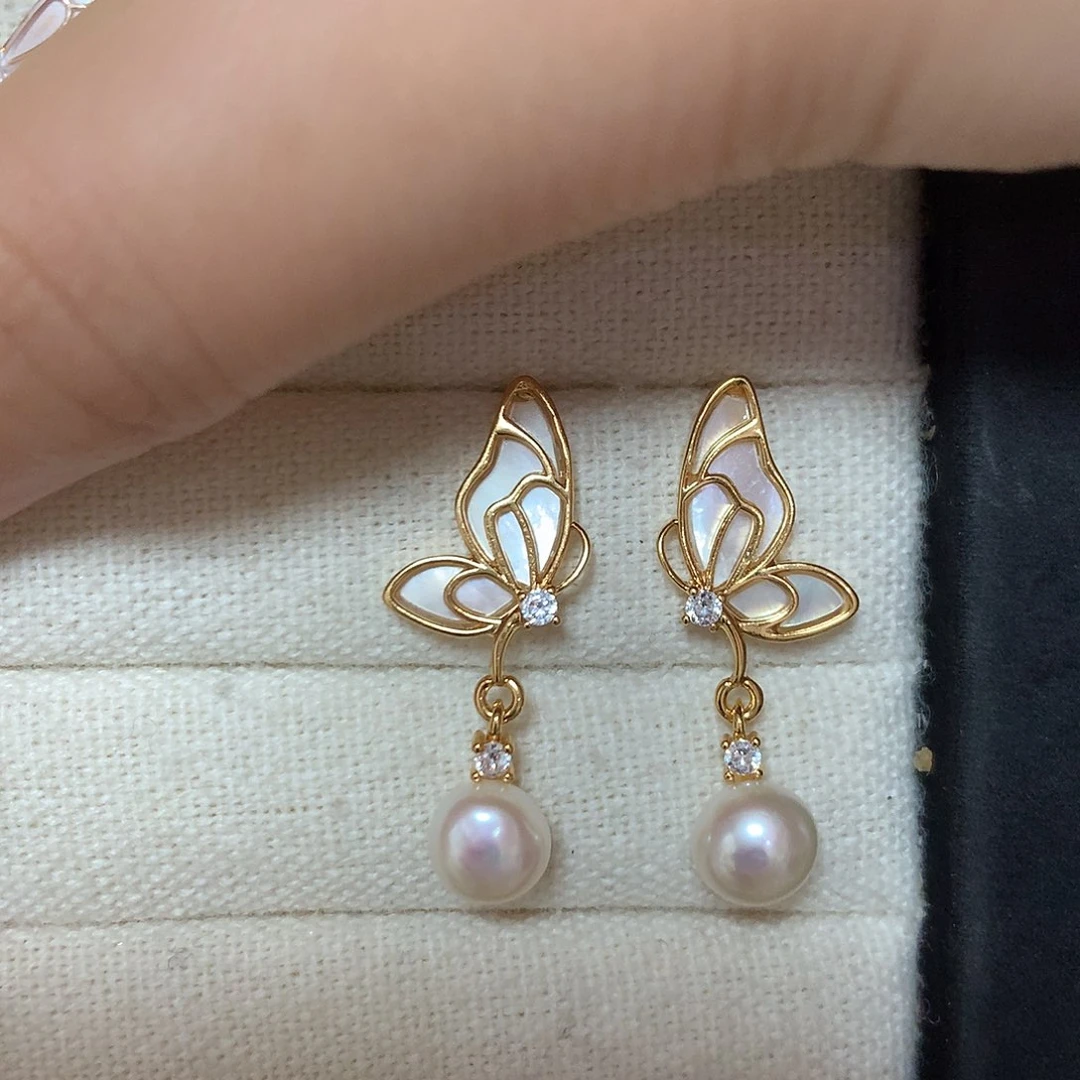 淡水珍珠耳饰合金