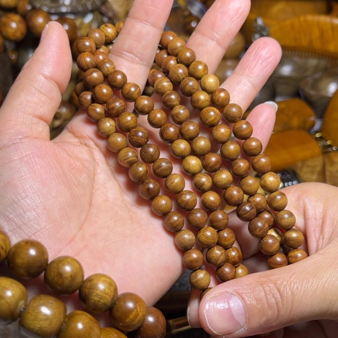 金丝楠佛珠手链项链0.8花纹